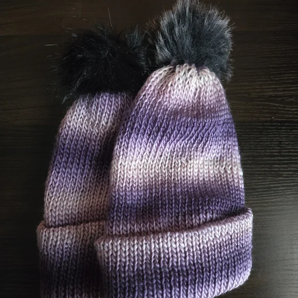 Stylish Purple Knit Beanie with Black Pom-Pom - Picture 3 of 3